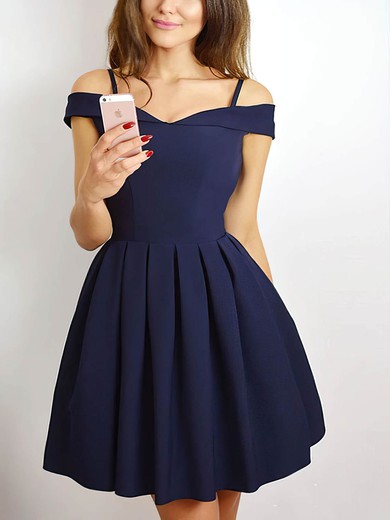 A-line Off-the-shoulder Satin Short/Mini Homecoming Dresses #Favs020111257