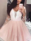 Princess Scoop Neck Tulle Short/Mini Homecoming Dresses With Appliques Lace #Favs020111261