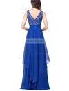 A-line Scoop Neck Lace Chiffon Floor-length Sashes / Ribbons Prom Dresses #Favs020101628