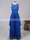 A-line Scoop Neck Lace Chiffon Floor-length Sashes / Ribbons Prom Dresses #Favs020101628