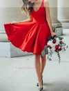 A-line V-neck Satin Knee-length Homecoming Dresses #Favs020111391