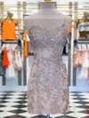 Sheath/Column Scoop Neck Tulle Lace Short/Mini Homecoming Dresses With Appliques Lace #Favs020111392