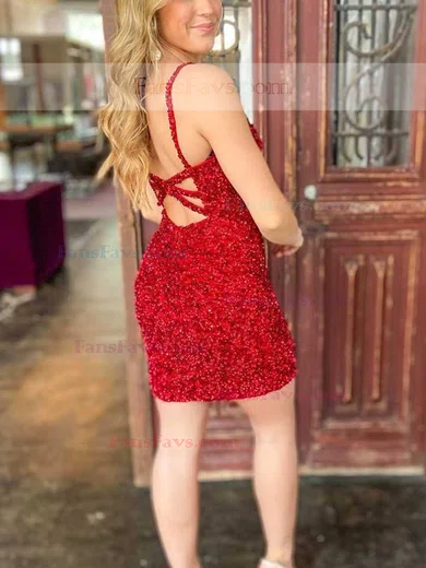 Sheath/Column V-neck Sequined Short/Mini Homecoming Dresses #Favs020111393