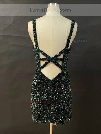 Sheath/Column V-neck Sequined Short/Mini Homecoming Dresses #Favs020111393