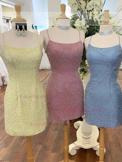 Sheath/Column Scoop Neck Glitter Short/Mini Homecoming Dresses #Favs020111397