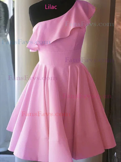 A-line One Shoulder Stretch Crepe Knee-length Homecoming Dresses #Favs020111399