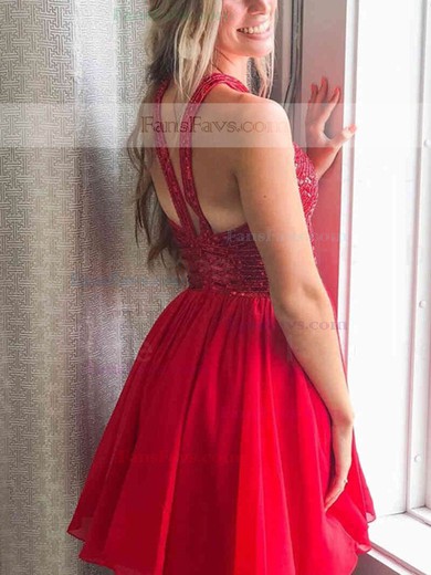 A-line V-neck Tulle Short/Mini Homecoming Dresses With Pockets #Favs020111410