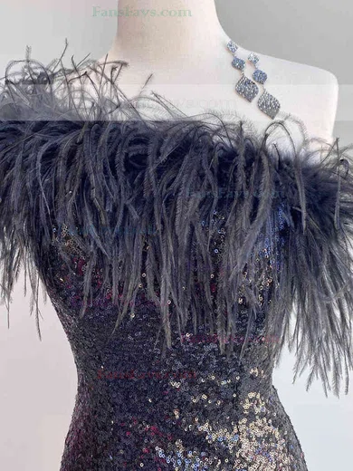 Sheath/Column One Shoulder Sequined Short/Mini Homecoming Dresses With Feathers / Fur #Favs020111415
