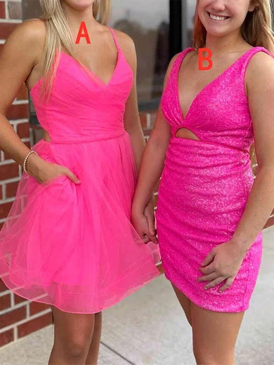Sheath/Column V-neck Sequined Short/Mini Homecoming Dresses #Favs020111416