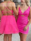 Sheath/Column V-neck Sequined Short/Mini Homecoming Dresses #Favs020111416