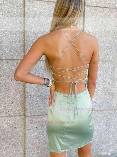 Sheath/Column Square Neckline Silk-like Satin Short/Mini Homecoming Dresses #Favs020111419