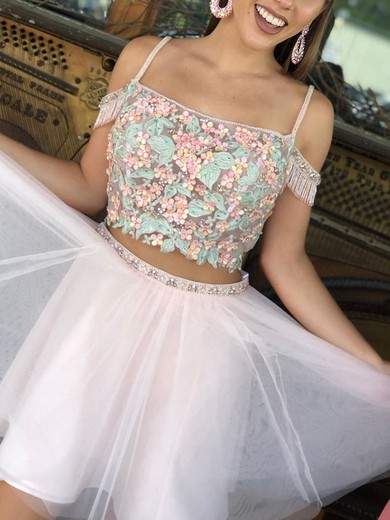 A-line Off-the-shoulder Tulle Short/Mini Homecoming Dresses With Sashes / Ribbons #Favs020111424