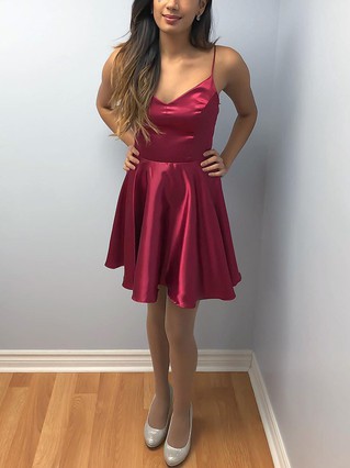 A-line Scoop Neck Silk-like Satin Short/Mini Homecoming Dresses With Sashes / Ribbons #Favs020111429 A-line Scoop Neck Silk-like Satin Short/Mini Homecoming Dresses With Sashes / Ribbons #Favs020111429