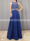 A-line Scoop Neck Chiffon Floor-length Beading Prom Dresses #Favs020101838