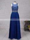 A-line Scoop Neck Chiffon Floor-length Beading Prom Dresses #Favs020101838