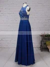 A-line Scoop Neck Chiffon Floor-length Beading Prom Dresses #Favs020101838