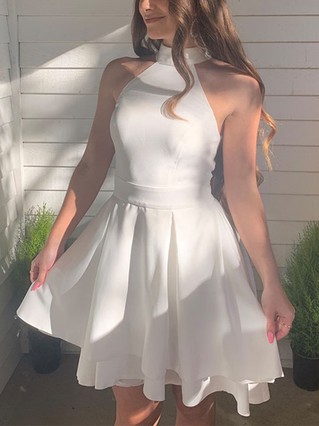 A-line High Neck Chiffon Short/Mini Homecoming Dresses With Tiered #Favs020111438