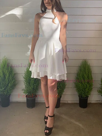 A-line High Neck Chiffon Short/Mini Homecoming Dresses With Tiered #Favs020111438