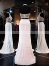Sheath/Column Halter Chiffon Sweep Train Beading Prom Dresses #Favs020101849