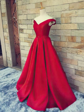 Ball Gown Off-the-shoulder Satin Sweep Train Sashes / Ribbons Prom Dresses #Favs020101855 Ball Gown Off-the-shoulder Satin Sweep Train Sashes / Ribbons Prom Dresses #Favs020101855