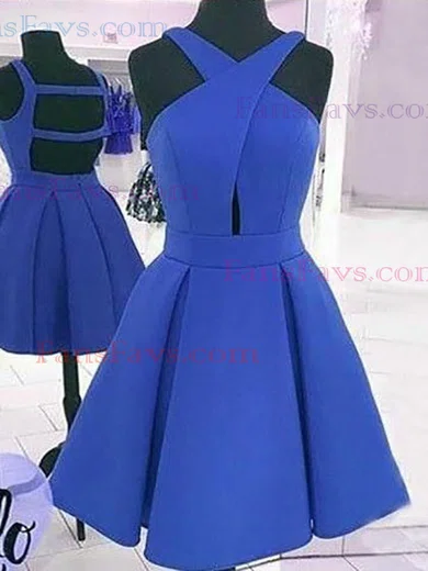 A-line V-neck Stretch Crepe Knee-length Homecoming Dresses #Favs020111457