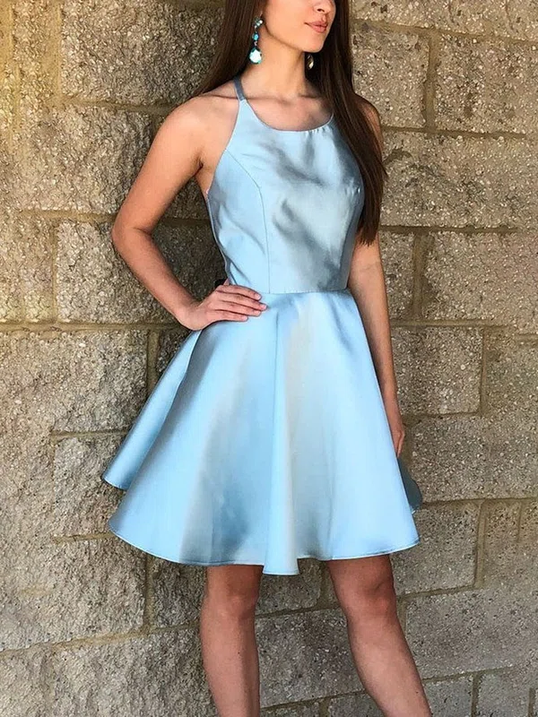 A-line Scoop Neck Silk-like Satin Short/Mini Homecoming Dresses #Favs020111462