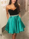A-line Sweetheart Satin Velvet Short/Mini Homecoming Dresses With Pockets #Favs020111463