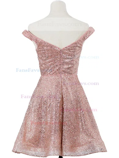 A-line Off-the-shoulder Glitter Short/Mini Homecoming Dresses #Favs020111273