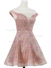 A-line Off-the-shoulder Glitter Short/Mini Homecoming Dresses #Favs020111273