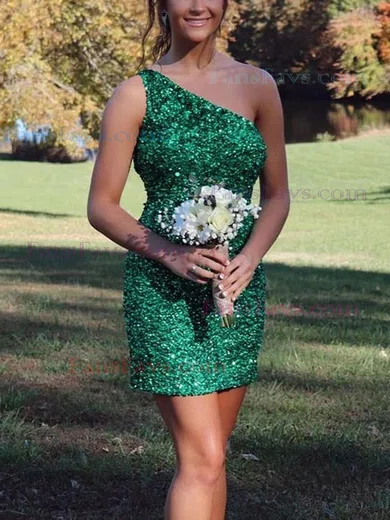 Sheath/Column One Shoulder Sequined Short/Mini Homecoming Dresses #Favs020111275