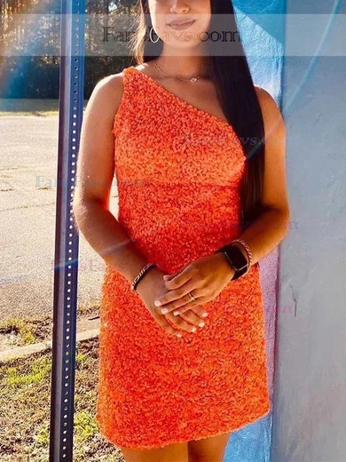 Sheath/Column One Shoulder Sequined Short/Mini Homecoming Dresses #Favs020111275