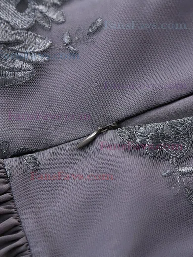 A-line High Neck Chiffon Tea-length Homecoming Dresses With Lace #Favs020111276