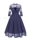 A-line High Neck Chiffon Tea-length Homecoming Dresses With Lace #Favs020111276