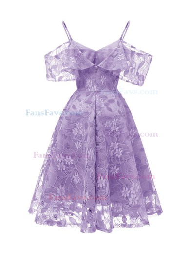 A-line Off-the-shoulder Lace Tea-length Homecoming Dresses #Favs020111277