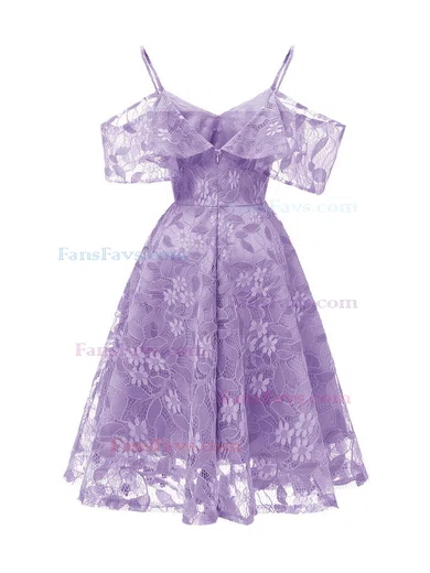 A-line Off-the-shoulder Lace Tea-length Homecoming Dresses #Favs020111277