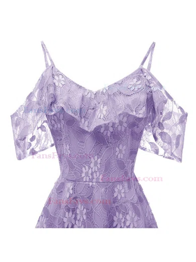 A-line Off-the-shoulder Lace Tea-length Homecoming Dresses #Favs020111277