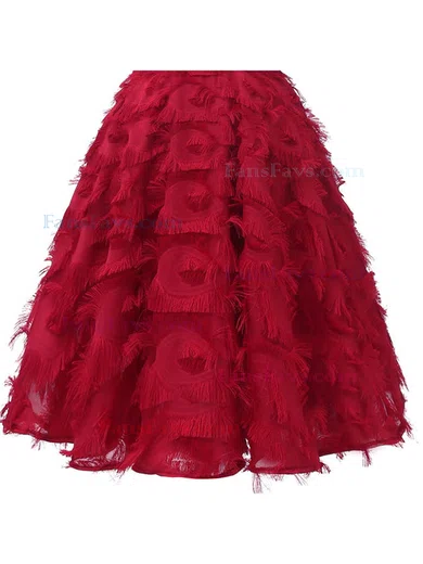 A-line Scoop Neck Tulle Tea-length Homecoming Dresses #Favs020111281