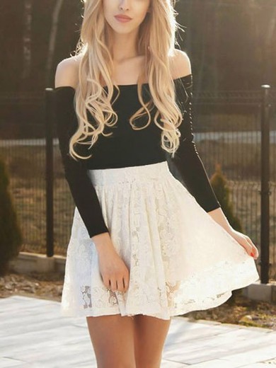 A-line Off-the-shoulder Lace Short/Mini Homecoming Dresses #Favs020111295