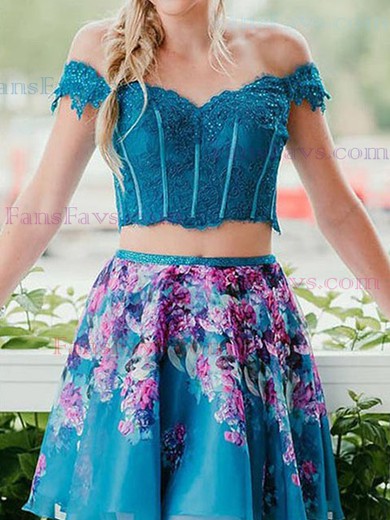 A-line Off-the-shoulder Chiffon Short/Mini Homecoming Dresses With Beading #Favs020111306