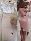 Sheath/Column Scoop Neck Jersey Knee-length Homecoming Dresses With Appliques Lace #Favs020111320