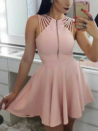 A-line Scoop Neck Stretch Crepe Short/Mini Homecoming Dresses #Favs020111326