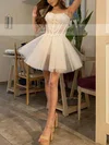 A-line Sweetheart Glitter Short/Mini Homecoming Dresses With Appliques Lace #Favs020111332