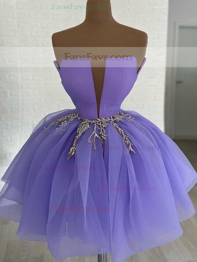Ball Gown Strapless Tulle Short/Mini Homecoming Dresses With Beading #Favs020111338