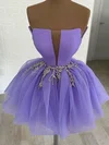 Ball Gown Strapless Tulle Short/Mini Homecoming Dresses With Beading #Favs020111338