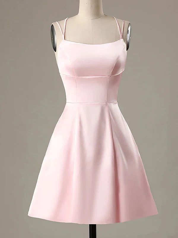 A-line Square Neckline Satin Short/Mini Homecoming Dresses #Favs020111346