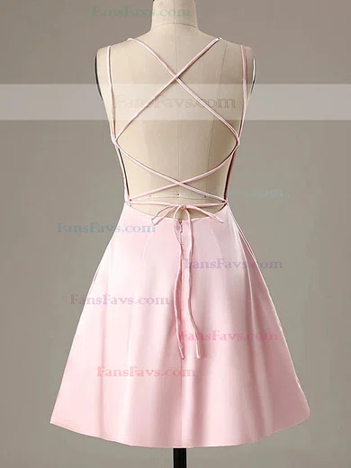 A-line Square Neckline Satin Short/Mini Homecoming Dresses #Favs020111346
