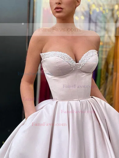 Ball Gown Sweetheart Satin Tea-length Homecoming Dresses With Pockets #Favs020111347
