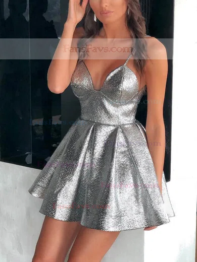 A-line V-neck Shimmer Crepe Short/Mini Homecoming Dresses #Favs020111351