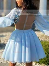 A-line High Neck Chiffon Tulle Short/Mini Homecoming Dresses With Beading #Favs020111357