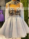 A-line High Neck Chiffon Tulle Short/Mini Homecoming Dresses With Beading #Favs020111357